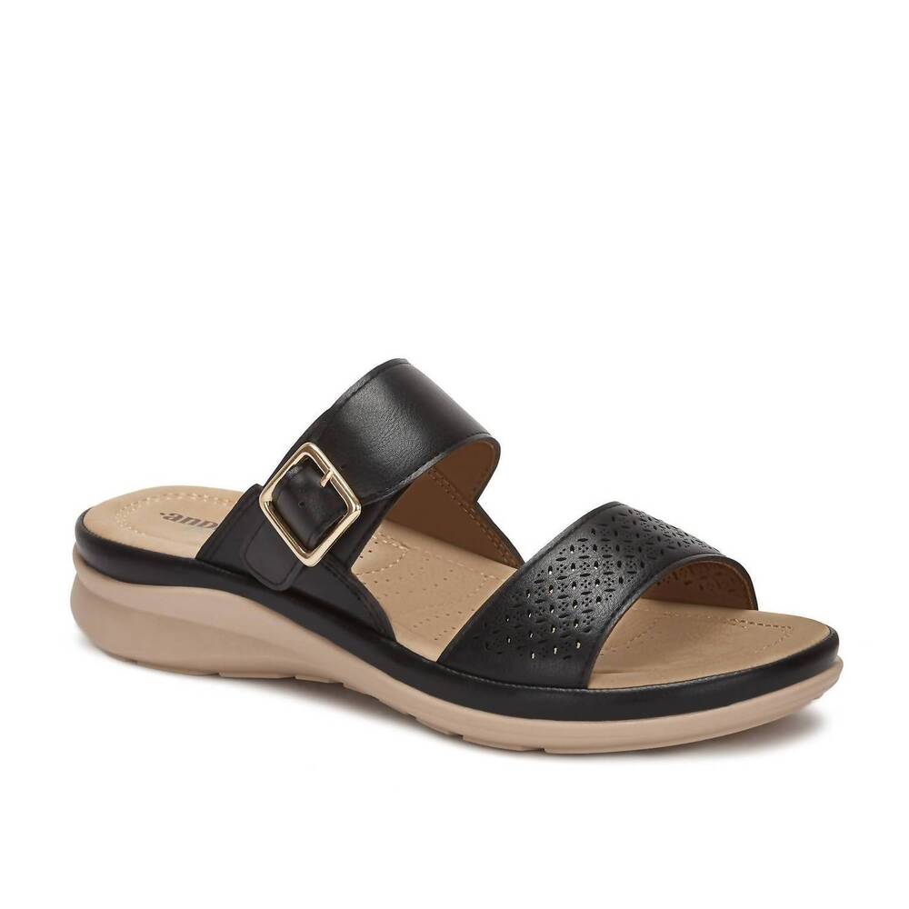 NEW ANDREA women's comfort padded footbed sandals in black